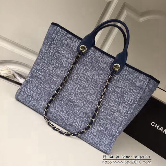 香奈兒CHANEL 2018早春度假系列最新火爆大號帆布沙灘包手提購物袋 DSC1296